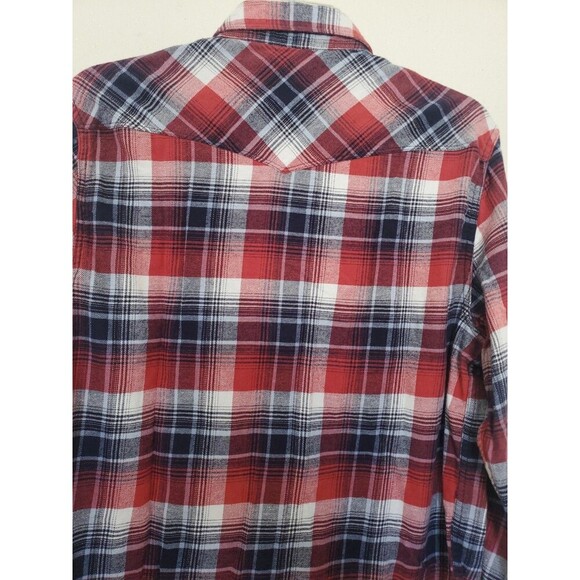 Lucky Brand Shirt Mens M Pearl Snap Saturday Stretch Flannel Western Plaid Bloke - Picture 13 of 16